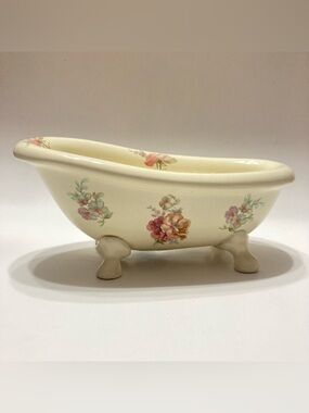 Vintage VB Athena California Ceramic Floral Bathtub Soap Dish Doll House